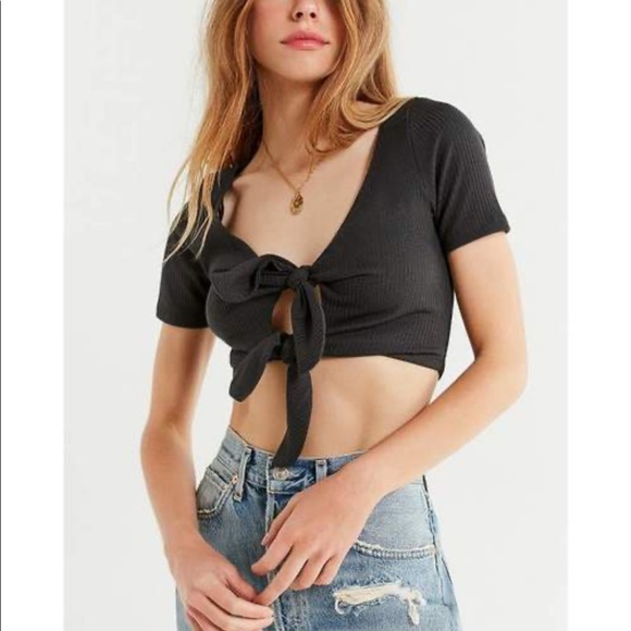 NWOT Urban Outfitters Tessa Tie Front Crop Top - Picture 1 of 3